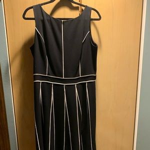 Knee length WHBM Black with White Stripes dress